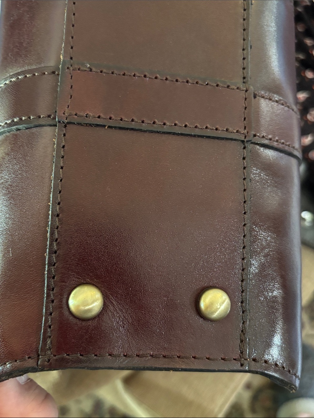 Patricia Nash Brown Leather Satchel with Leopard Print Flap and Gold Hardware - Picture 12 of 12